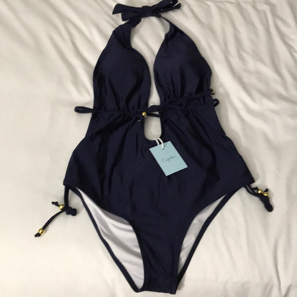 Cupshe Solid Deep V, Halter One-Piece